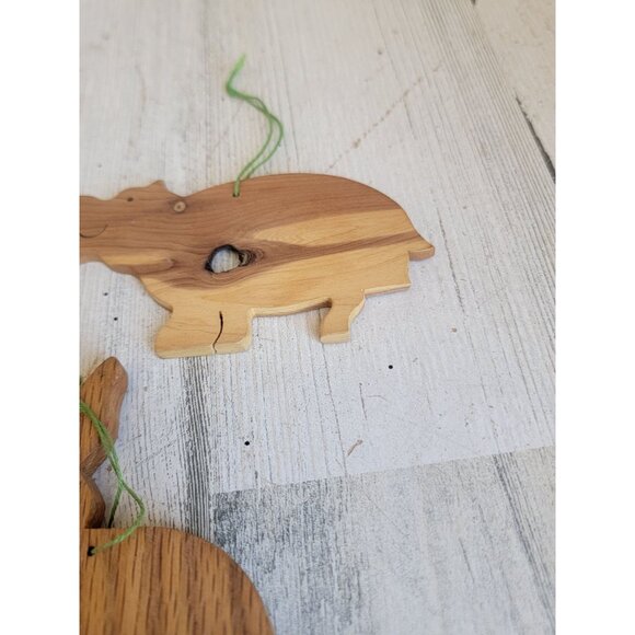 Wooden hippo reindeer monkey rabbit ornament Xmas set - Picture 7 of 10